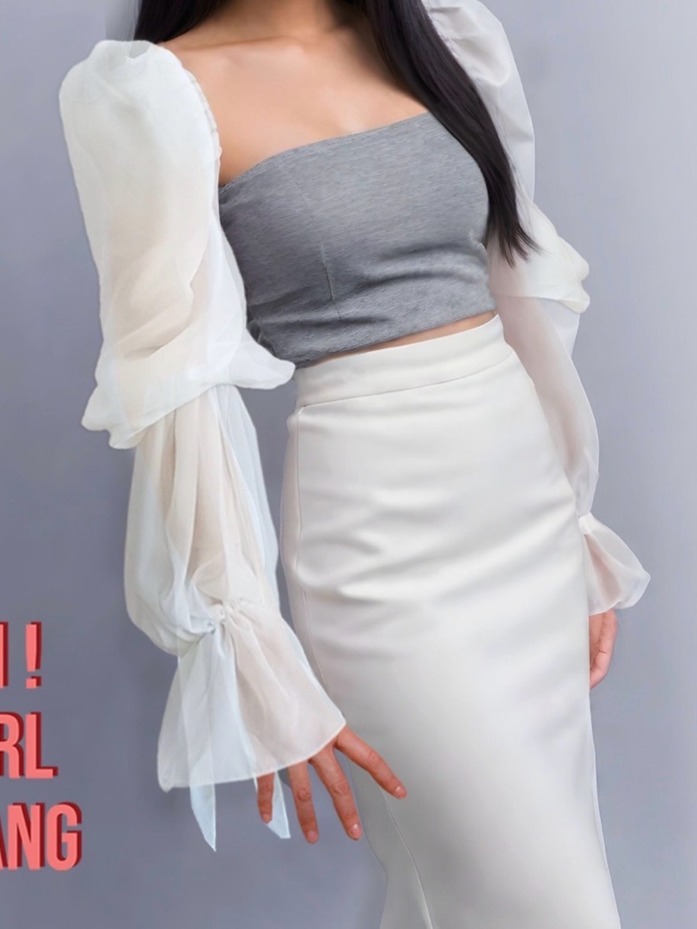 Ivory Chiffon sheer wedding sleeves